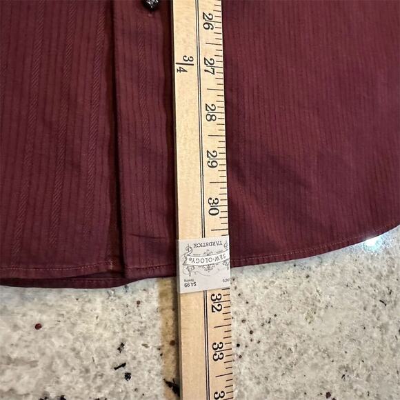 Marc Anthony Men's M Red Pinstripe Long Sleeve Button-Down Dress Shirt - Picture 8 of 9